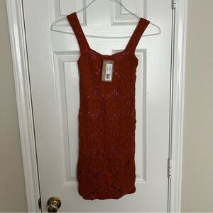 Free People Intimately Medallion Bodycon Dress Rust Brown Size X Small New NWT